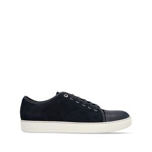 LANVIN Navy Blue Calf Suede Lace-Up Sneakers